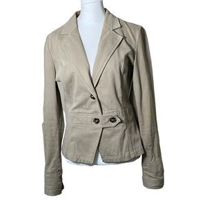 Sisley Brown Khaki Brushed Cotton Blazer Jacket shape size Euro 44 or XS / S